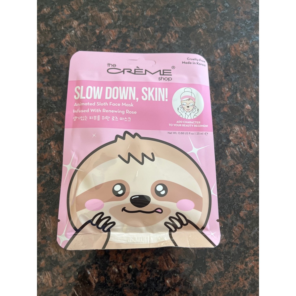 The Shop Slow Down Skin Animated Sloth Face Mask Renewing Rose K-Beauty 25ml